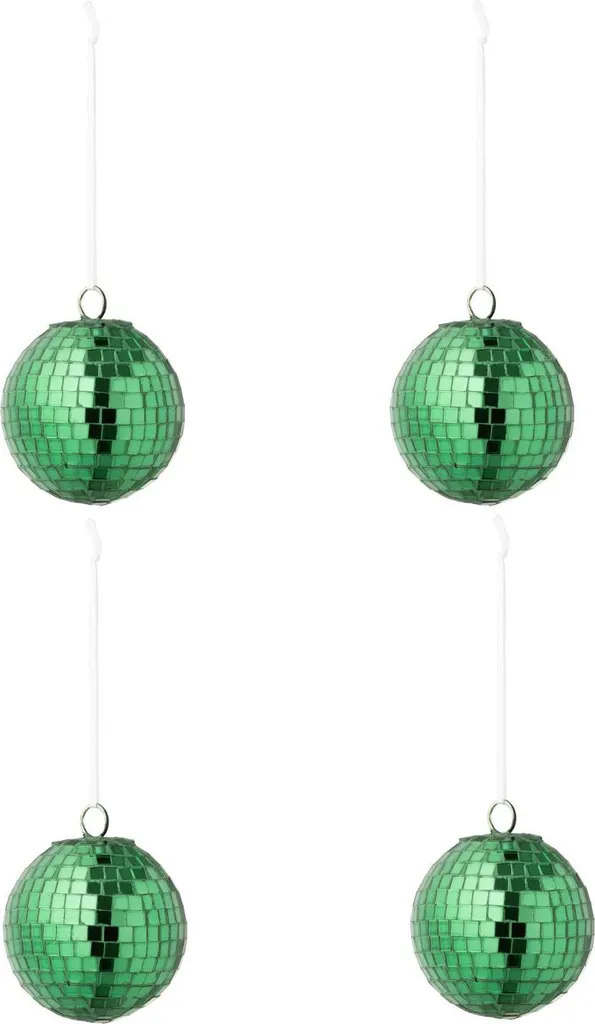 Boule de Noël Miroir Vert Petit J-Line Lot de 4 Décoration Chic et Durable