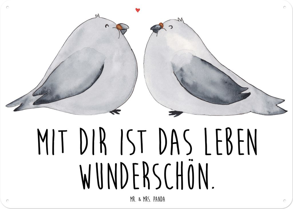 Mr. & Mrs. Panda Schild Turteltauben Liebe DIN A3 - Weiß - Geschenk, Große, wandtafel, Hochzeit, tafel, Freundin, Wandbild, Nostalgieschild, Freu...