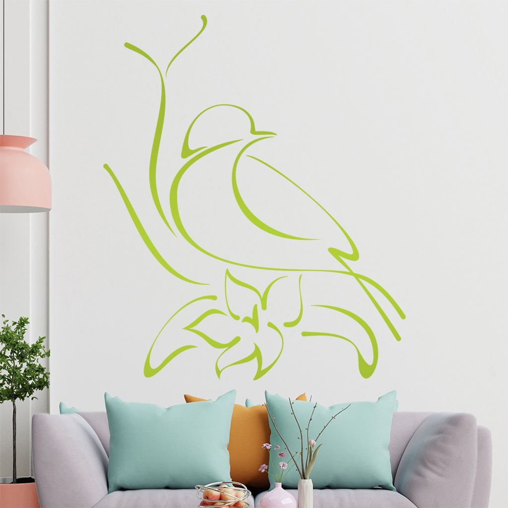 Kleiner Vogel Linien Wandtattoo in 6 Größen - Wandaufkleber Wall Sticker - Dekoration, Küche, Wohnzimmer, Schlafzimmer, Badezimmer