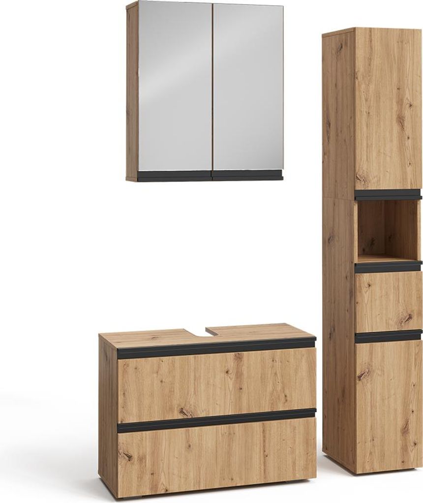 Vicco Badmöbel-Set Torren, 3 Teile, mit Hochschrank, Artisan