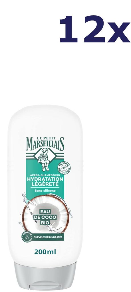 12x Le Petit Marseillais Haarspülung – 250 ml – Bio-Kokoswasser