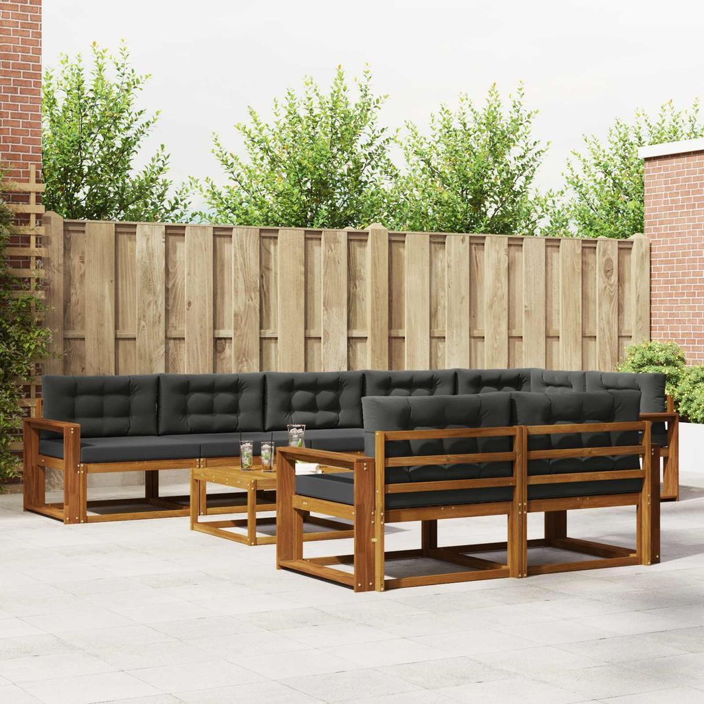 Outdoor-Sofagarnitur mit Kissen (9 pcs)- CLORIS - Natur und Anthrazit - Gartensofas C197