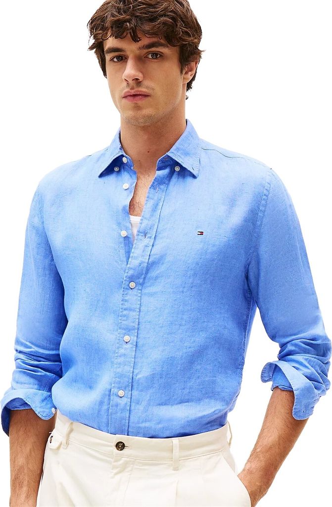 Tommy Hilfiger hellblaues Hemd Regular Fit Leinen