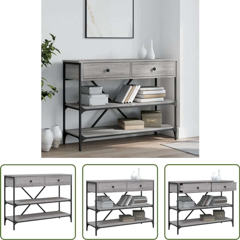 Tavolo Consolle Grigio Sonoma con Ripiani | The Living Store