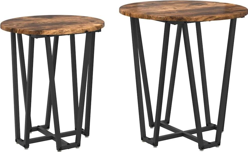 vidaXL Beistelltisch-Set 2 pcs Geräucherte Eiche und Schwarz