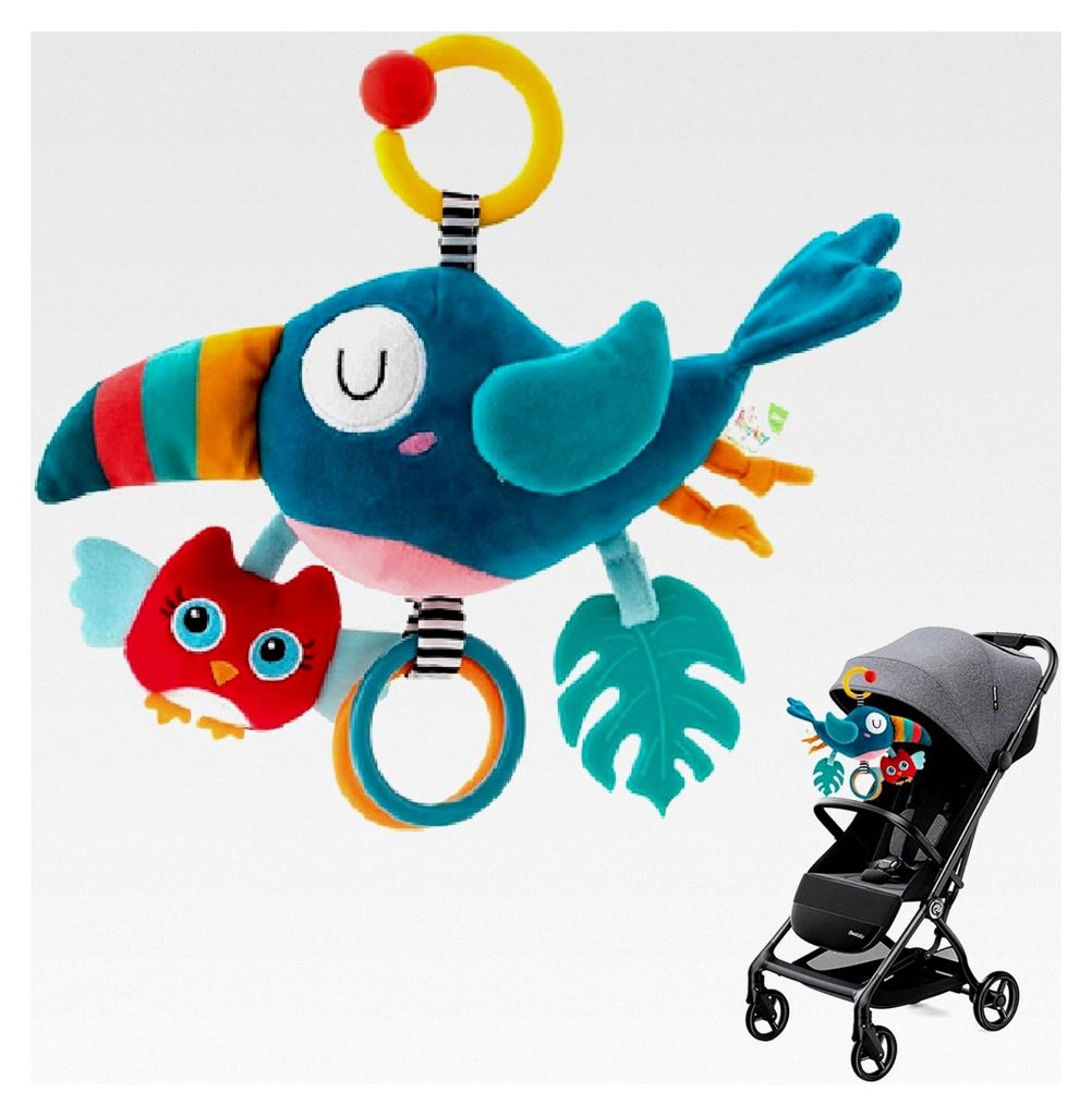 Spielzeug für Kinderwagen 0-6 Monate, Greifen und Geräusche erzeugen, Beißspielzeug für Kinderbett und Babyschale, Babyspielzeug für Kleinkind...