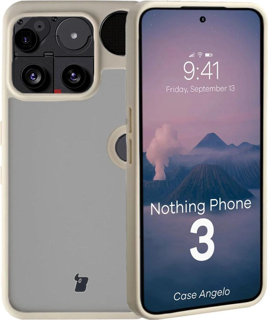 Handyhülle für Nothing Phone (3), Bizon Case Angelo, Semitransparent mit beigem Rahmen