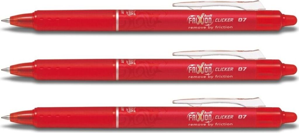 Pilot Frixion Clicker 0.7 Tintenroller 3er-Set rot