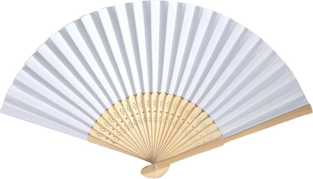 410, 1 Stk. Hand- Deko-Fächer Hochzeitsfächer Papier weiss Produktbild 