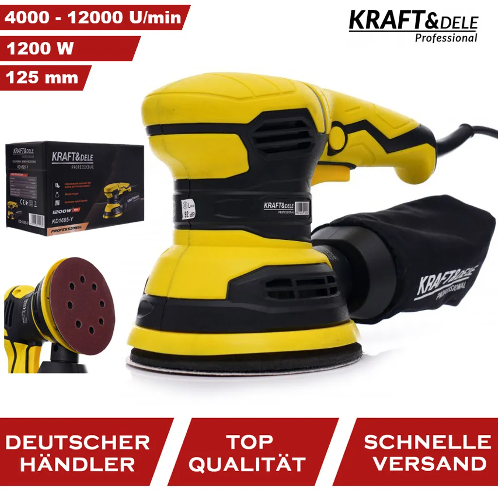 Ponceuse Excentrique Orbitale 1200W avec Régulateur de Vitesse Bois