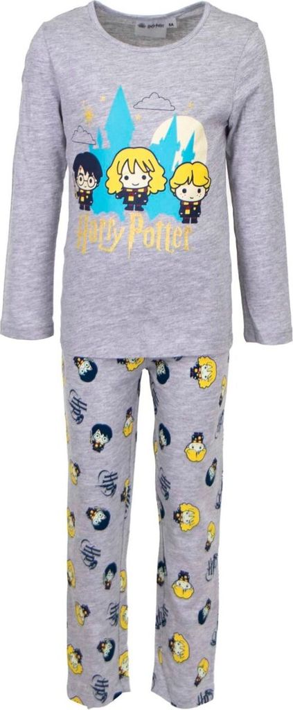 Harry Potter Nachtwäsche Schlafanzug aus Baumwolle Pyjama-Set für Kinder 4 Jahre Grau