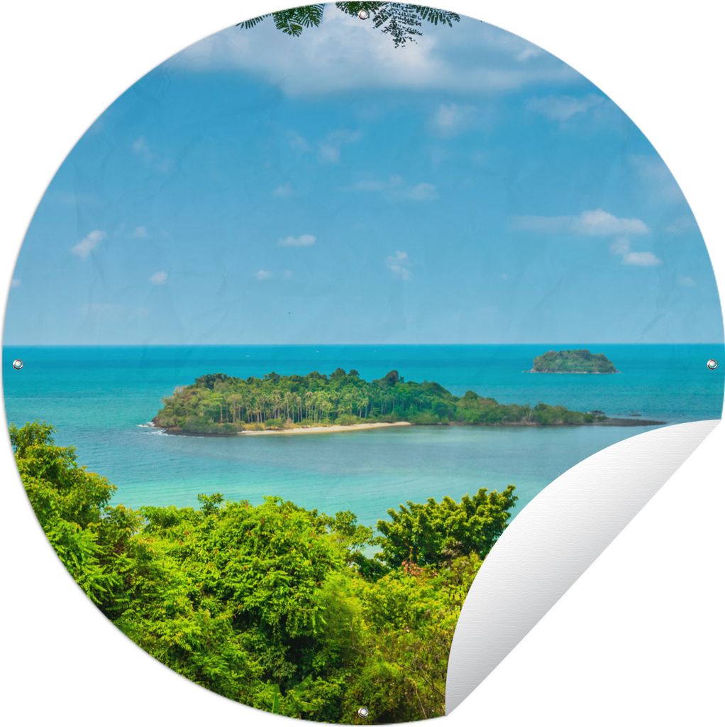 MuchoWow Gartenposter Outdoor-Poster Rund Klares Meer vor der Küste von Ko Chang Ø 150 cm Gartendeko Rundes Poster draußen