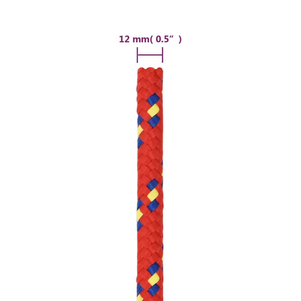 Corde Polypropylène 12mm 25m Rouge pour Navigation et Usage Extérieur