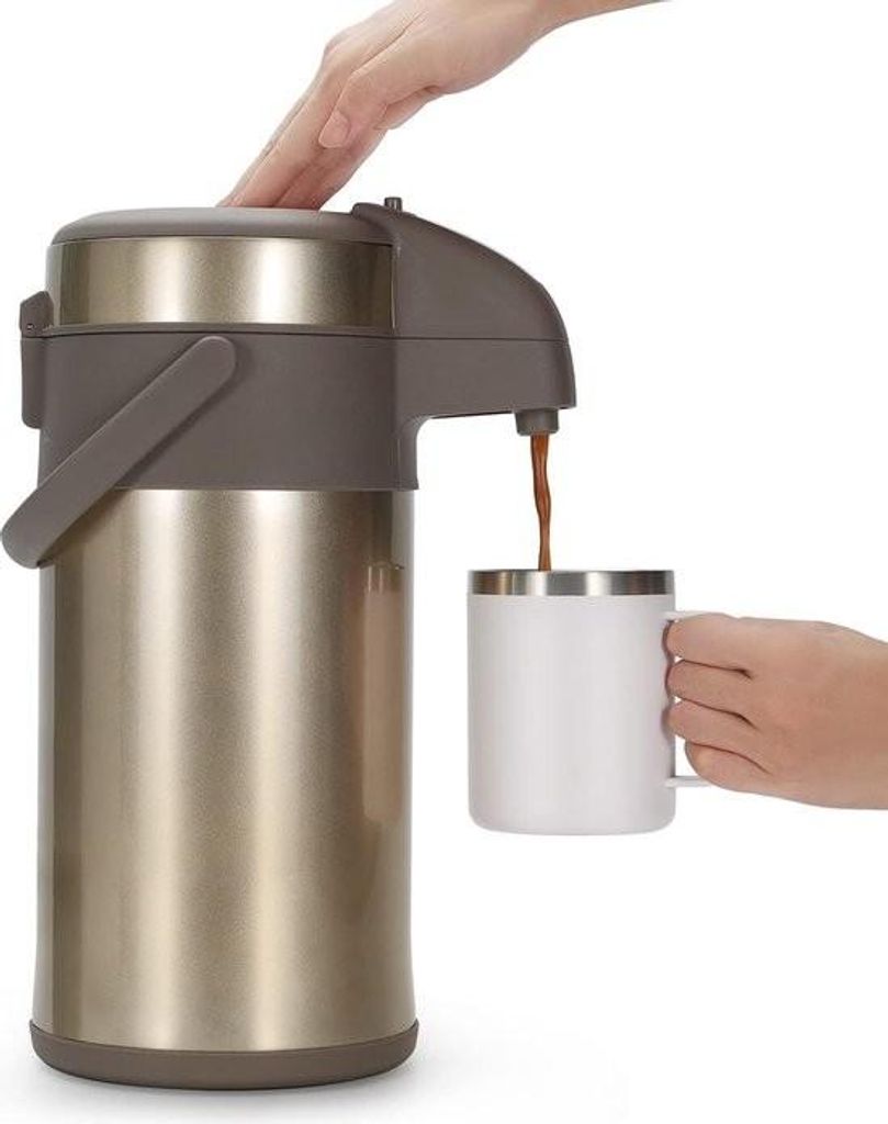 3,0 Liter Pumpkanne, Thermoskanne, Kaffeespender, Edelstahl, doppelwandige Pumpe, vakuumisolierte Kanne mit Pumpmechanismus, Kaffeekanne für 16 Ta...