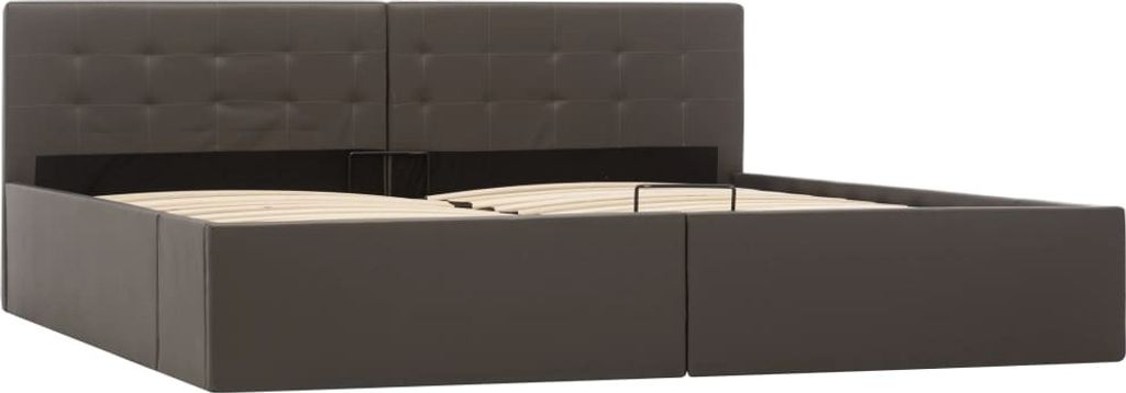 Hochwertigen Möbel Klassische Betten - Grau Stauraumbett Hydraulisch Grau Kunstleder 180×200cm NEU9803906