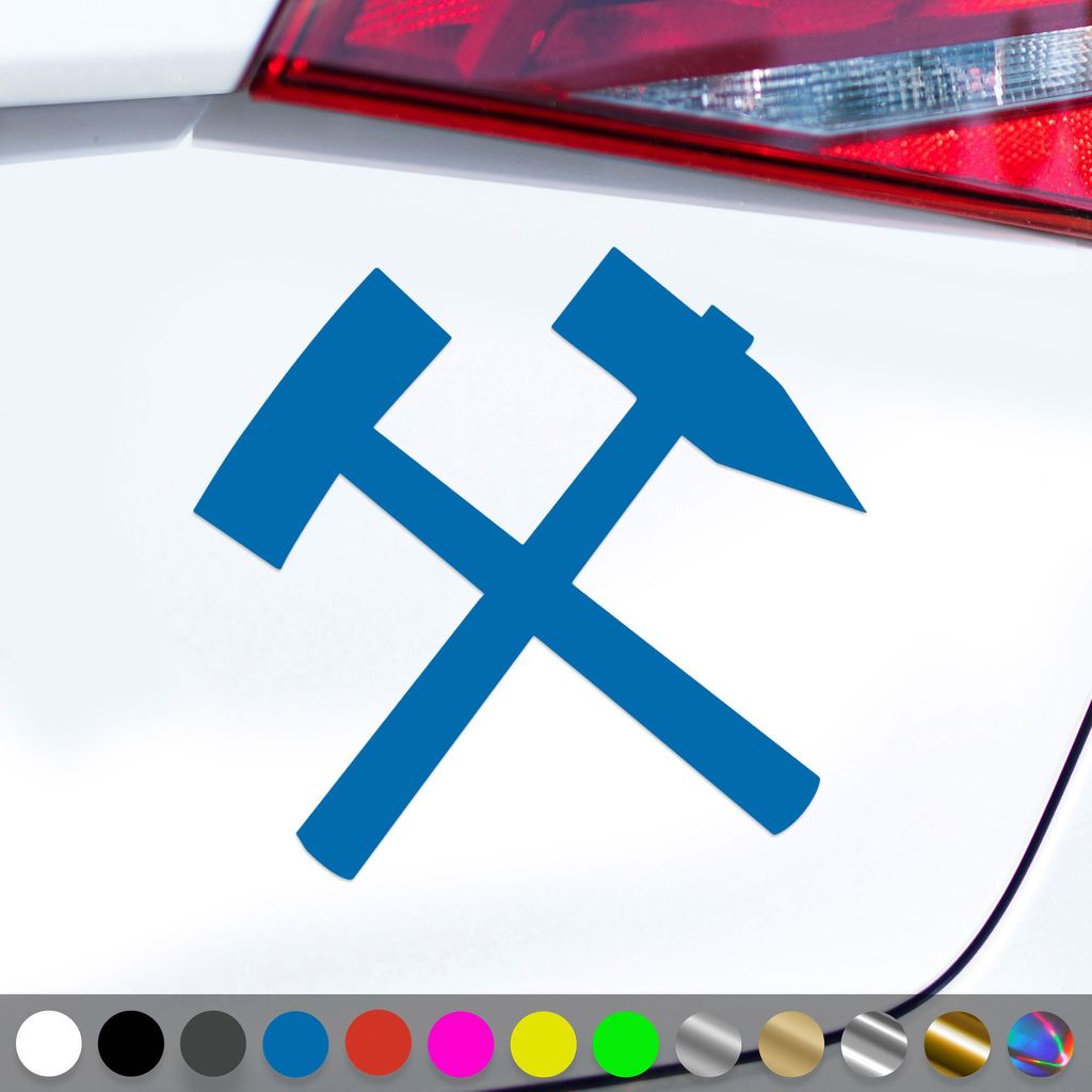 PantherPixel Schlägel Und Eisen Aufkleber Steiger Glück Auf Sticker Auto Geschenkidee Farbe Blau