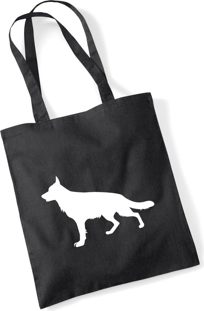 Huuraa Jutebeutel Deutscher Schäferhund Silhouette 10 Liter Black Baumwolle Tasche Geschenkidee