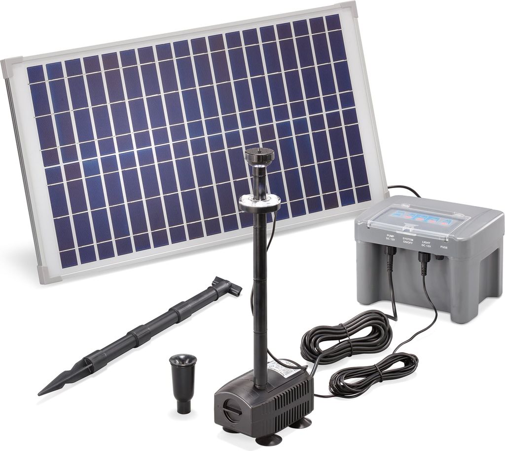 esotec Solar Teichpumpenset 25/650 LED mit proBatt Funktion Komplettset 101925