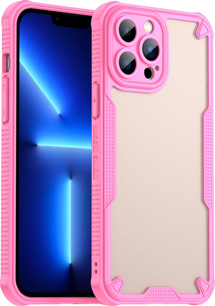 Schutzhülle für iPhone 13 Pro Max, transluzente matte Rückseite, TPU Bumper Case Pink