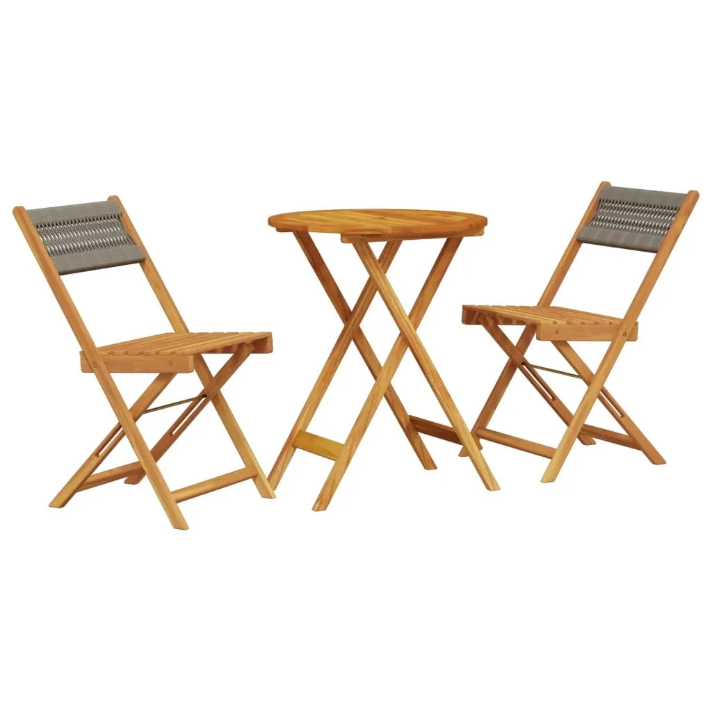 Set da Bistrot Grigio vidaXL: Design in Polipropilene e Legno Massiccio