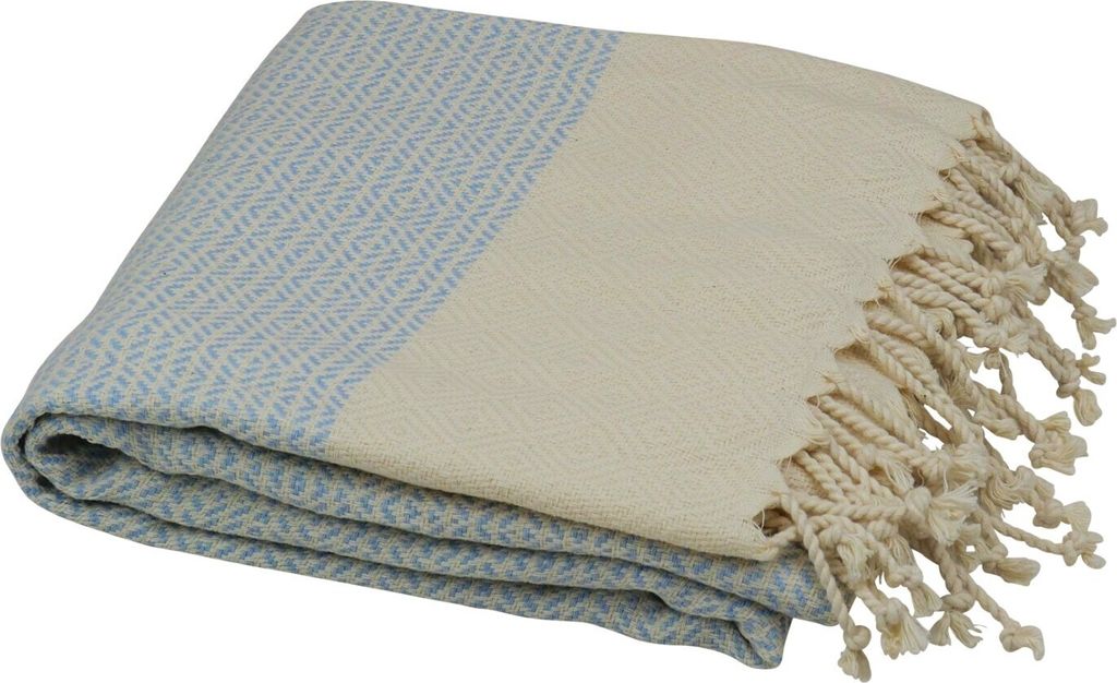 Hamamtuch Baumwolle "Ada" - myHamam hellblau - Rand naturbeige