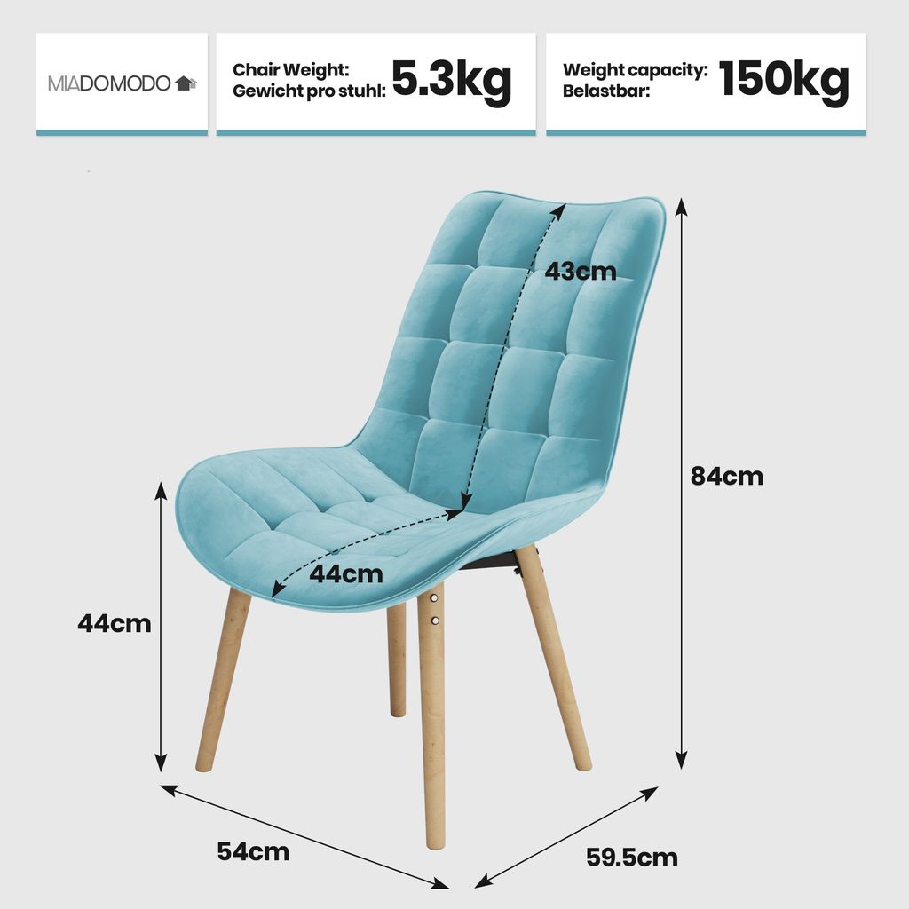 MIADOMODO® Esszimmerstühle - Farbwahl, 2/4/6/8 Set, Produktbild 3