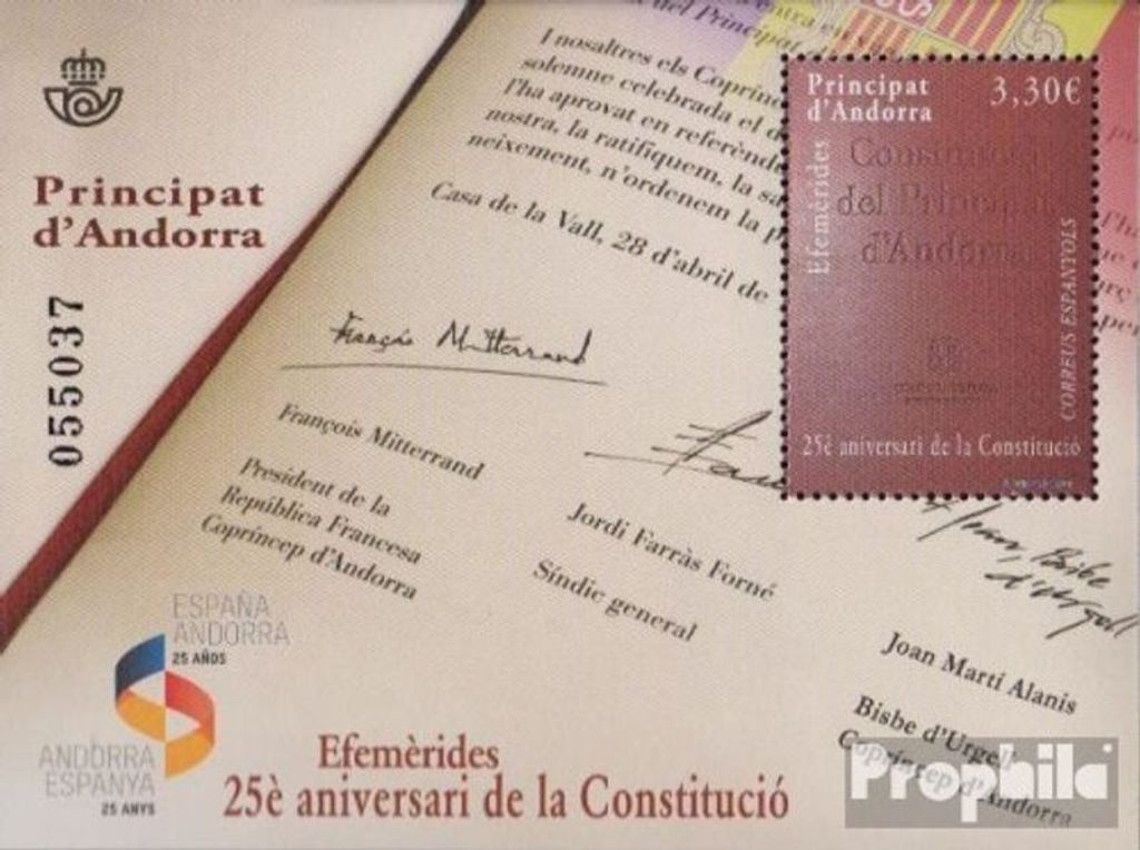 Briefmarken Andorra - Spanische Post 2018 Mi Block15 (kompl.Ausg.) postfrisch Verfassung