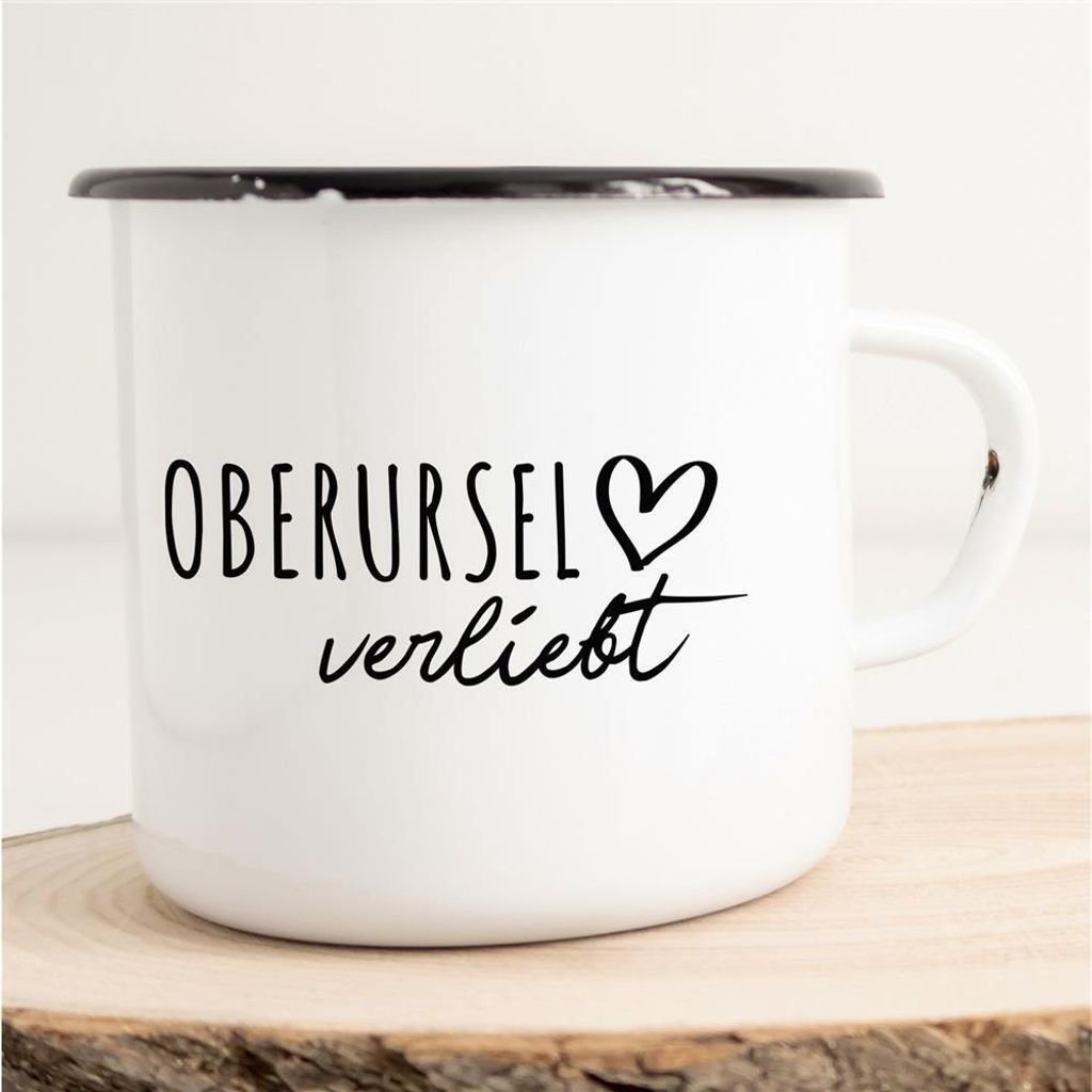 Huuraa Emaille Tasse Oberursel (Taunus) Geschenk Kaffeebecher Vintage 300ml Oberursel (Taunus) Präsent