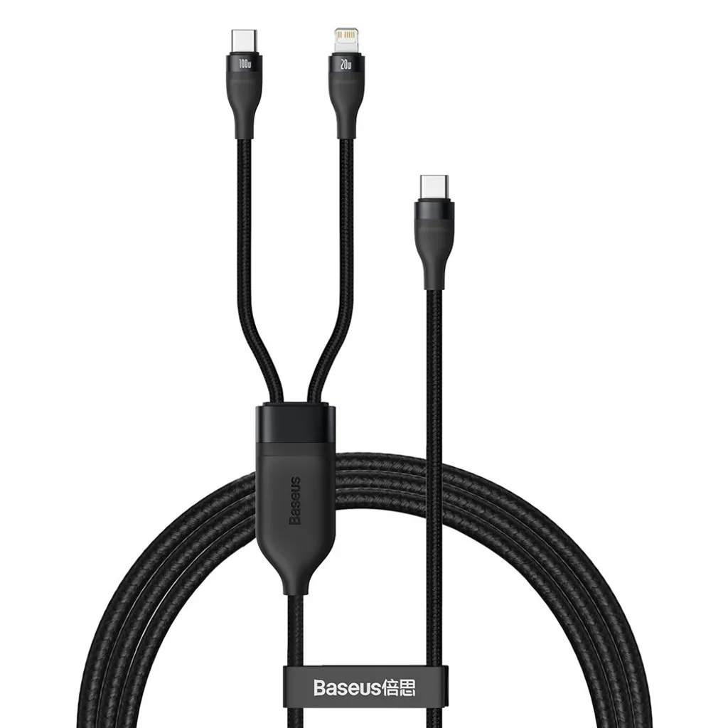 Câble USB-C 100W Haute Puissance avec Sortie Lightning Double Interface
