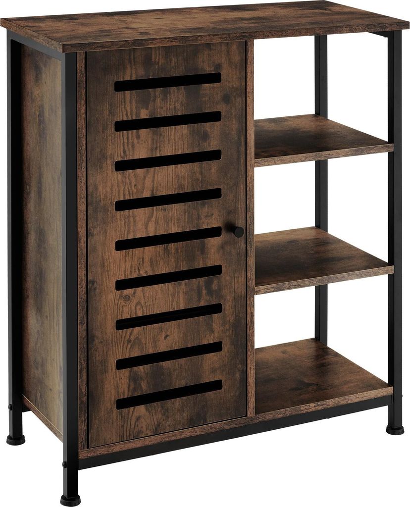 tectake Sideboard mit höhenverstellbaren Kunststofffüßen, 70 x 32 x 82 cm
