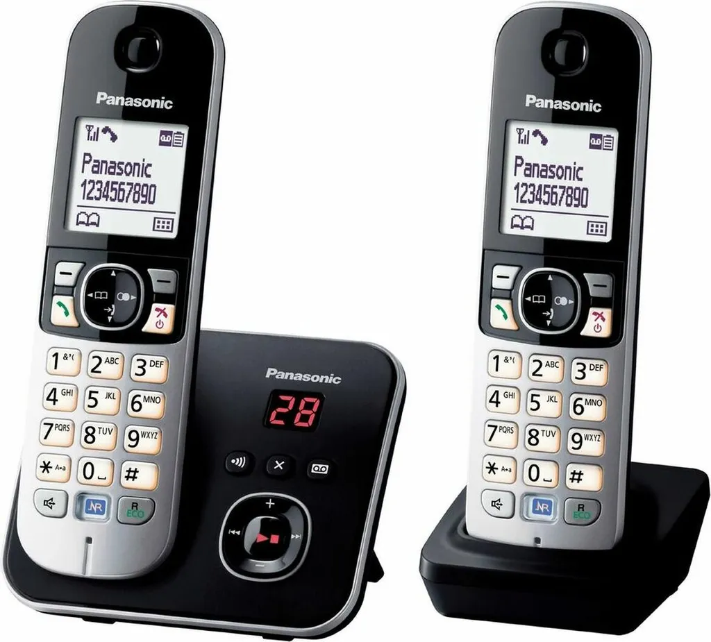 Téléphone Sans Fil Panasonic Duo KX-TG6822FRB Idéal pour Toute la Maison