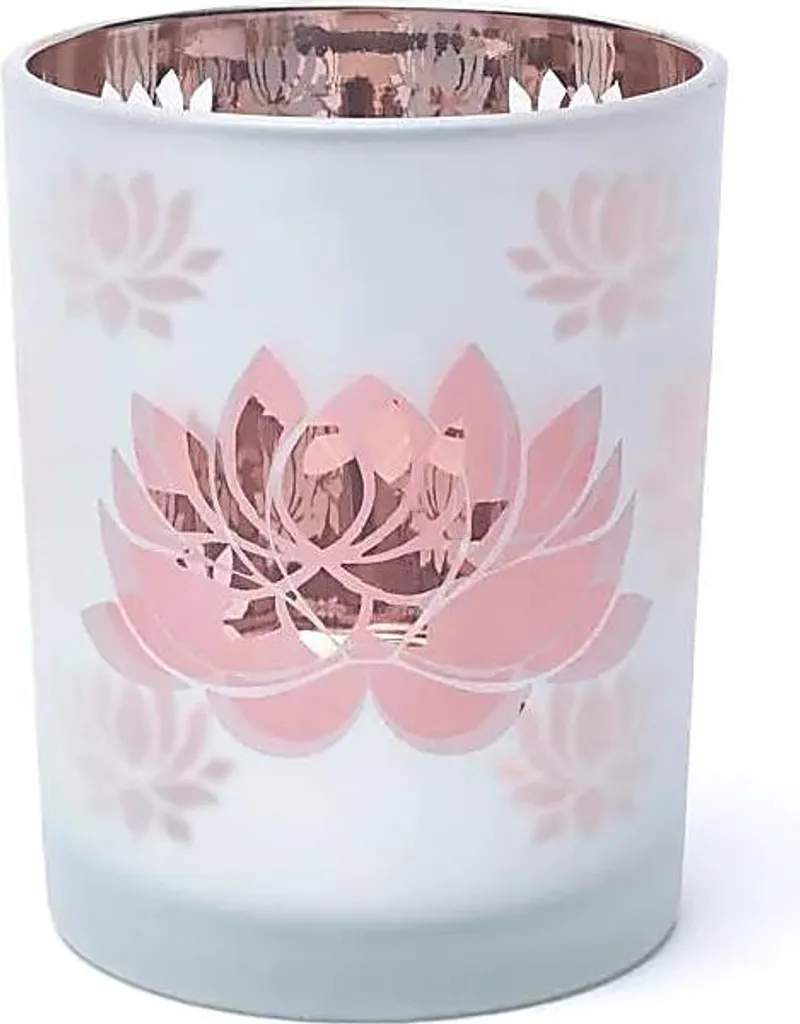 Bougeoir Fleur de Lotus givré 10x12,5 cm - Finition Métal Haut de Gamme