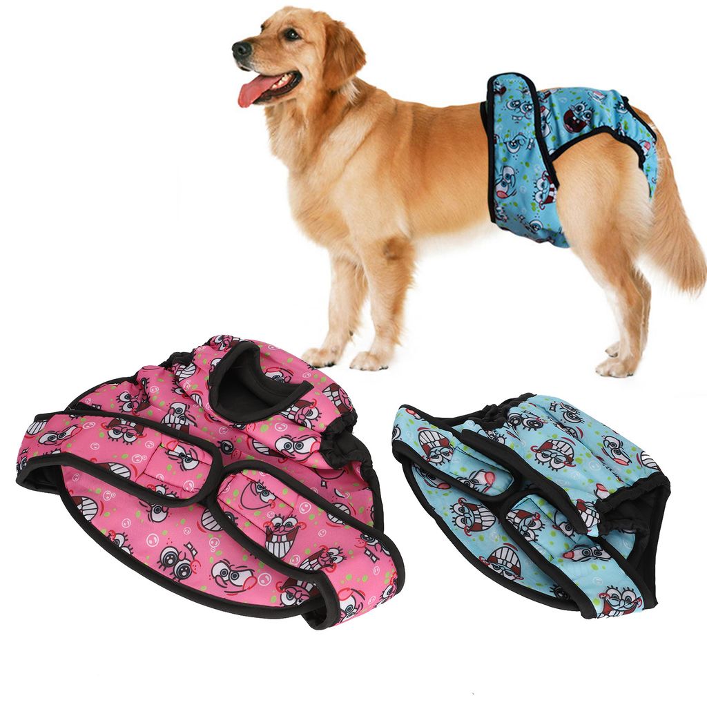 2 Stück weiche, atmungsaktive physiologische Hundehosen, verstellbare Unterwäsche für Hunde und Haustiere (Rosa, Blau, XXL)