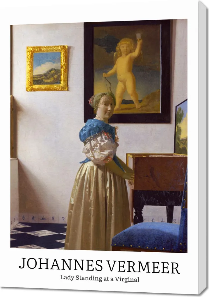 Décoration Murale Vintage Vermeer 70x100 cm - Tableau Salon Élégant