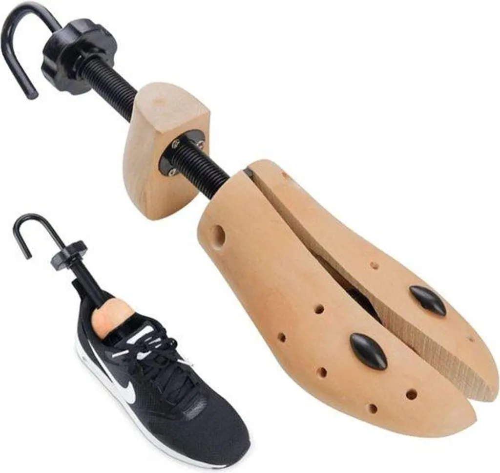 Tendeur bois anti-plis avec boutons en cuir pour pieds larges et homme