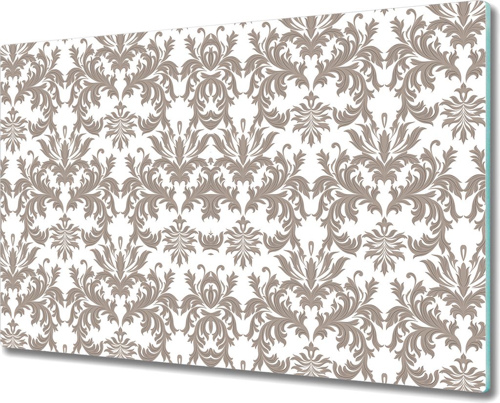 Glas-Herdabdeckplatte Glaskeramikkochfeld-Abdeckung Spritzschutz - 80x52 cm - Barock floral gold