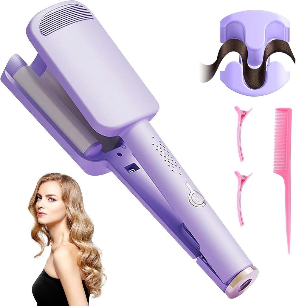 Lockenstab Große Wellen, Welleneisen für Haare, 32mm Locken für französische Eierrollen, Lockenstab große Locke mit 4 Einstellbarer Temperaturen