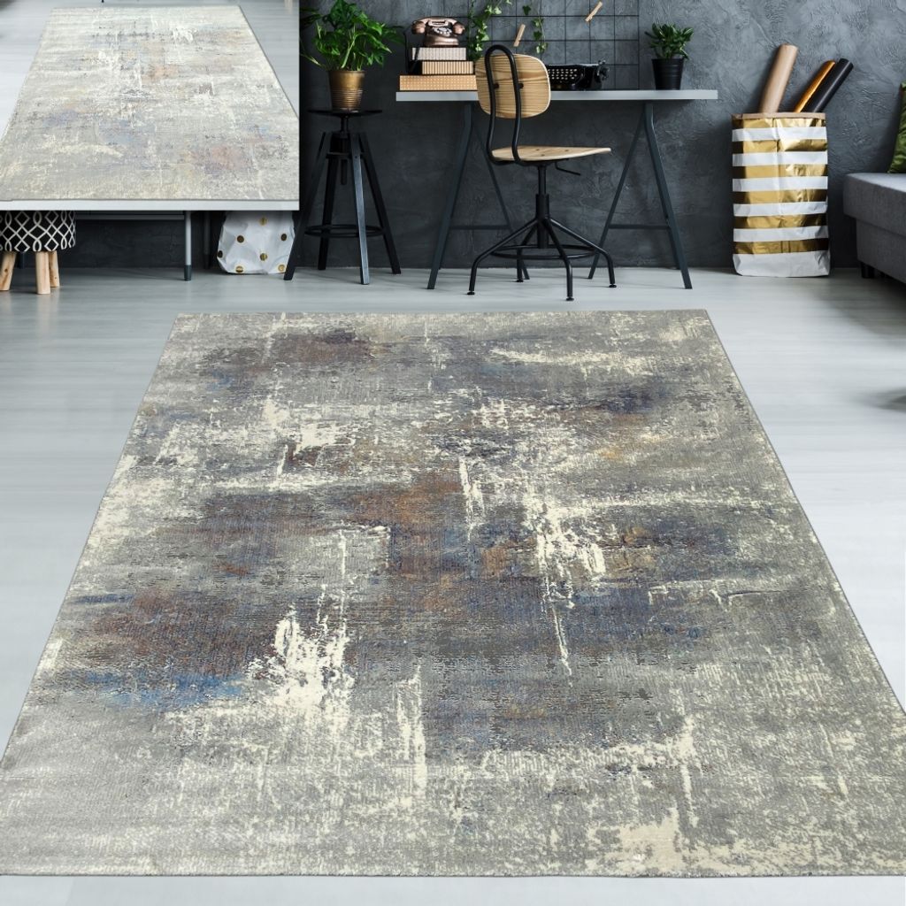 Wohnzimmerteppich – abstraktes Muster – mehrfarbig grau blau Größe - 160 x 230 cm