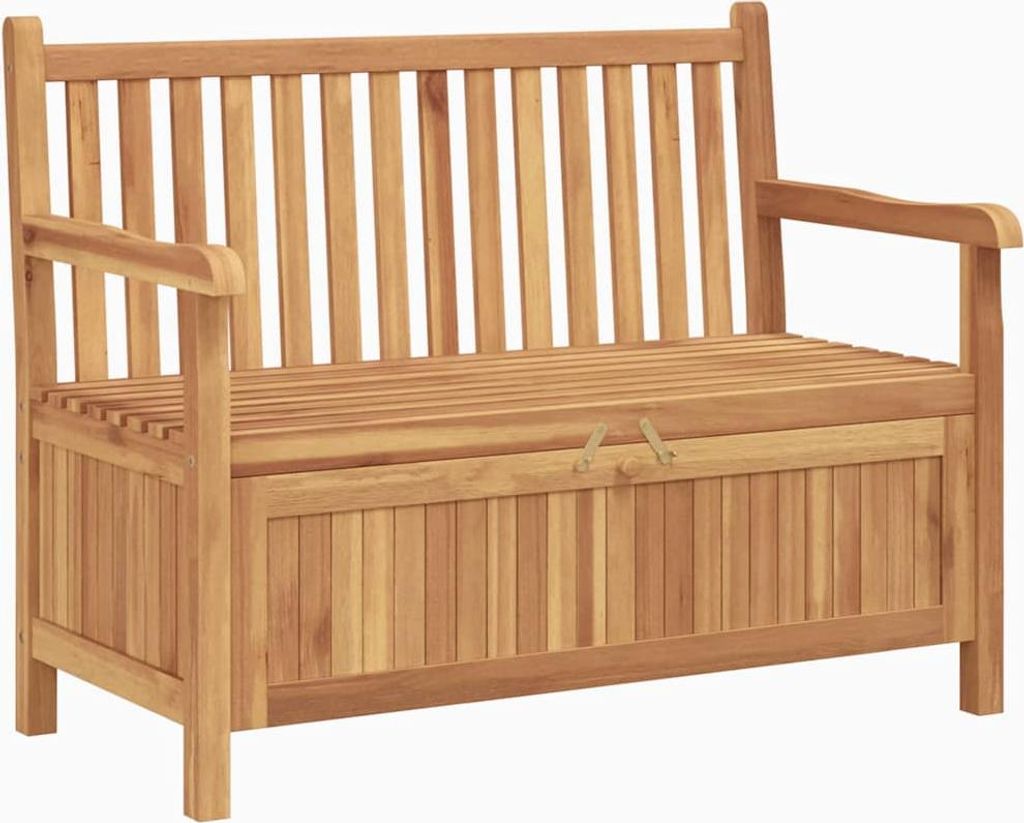 vidaXL Gartenbank mit Speicher 114 x 60 x 90 cm Massivholz Teak