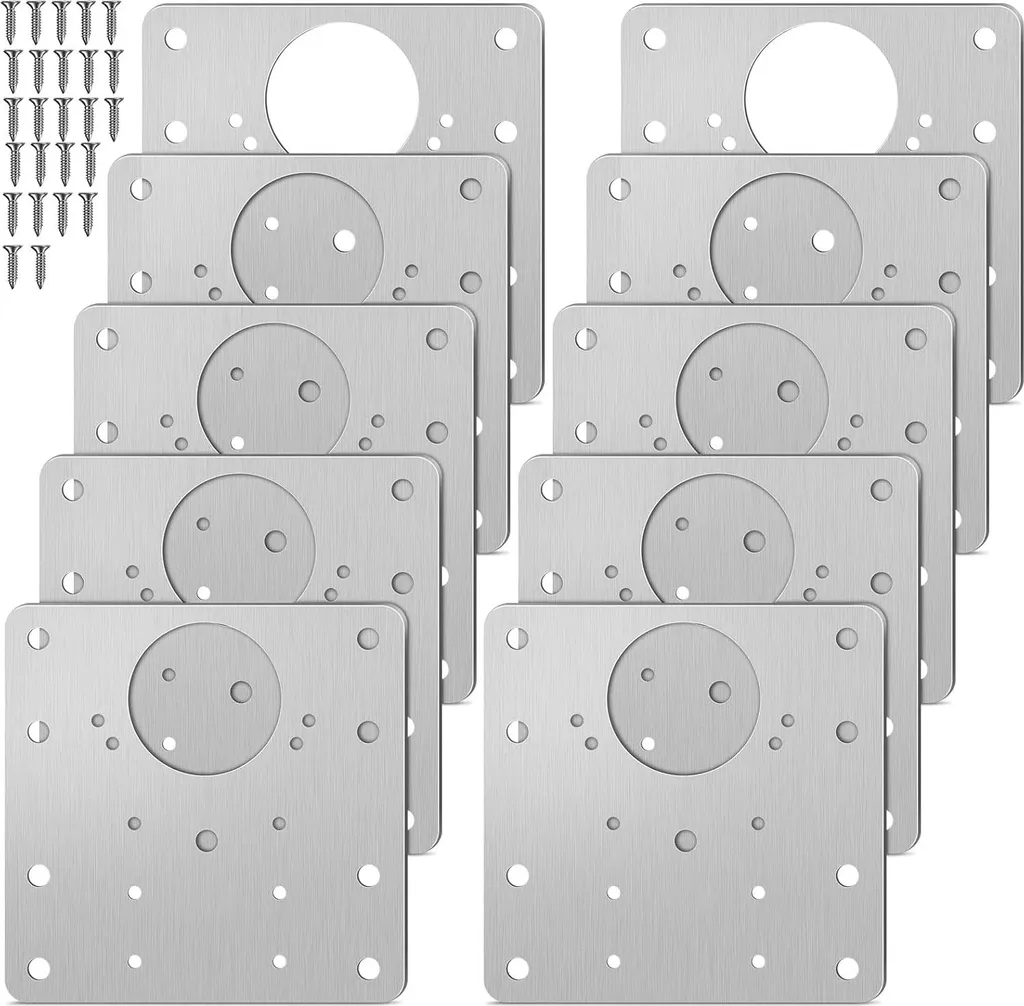 Plaque de fixation pour charnière de meuble en inox - Lot de 10