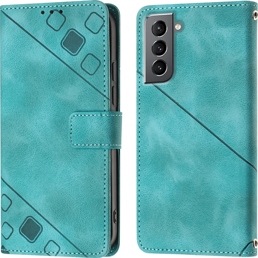 Custodia Samsung S21 5G Verde in Pelle Goffrata - Protezione Portafoglio