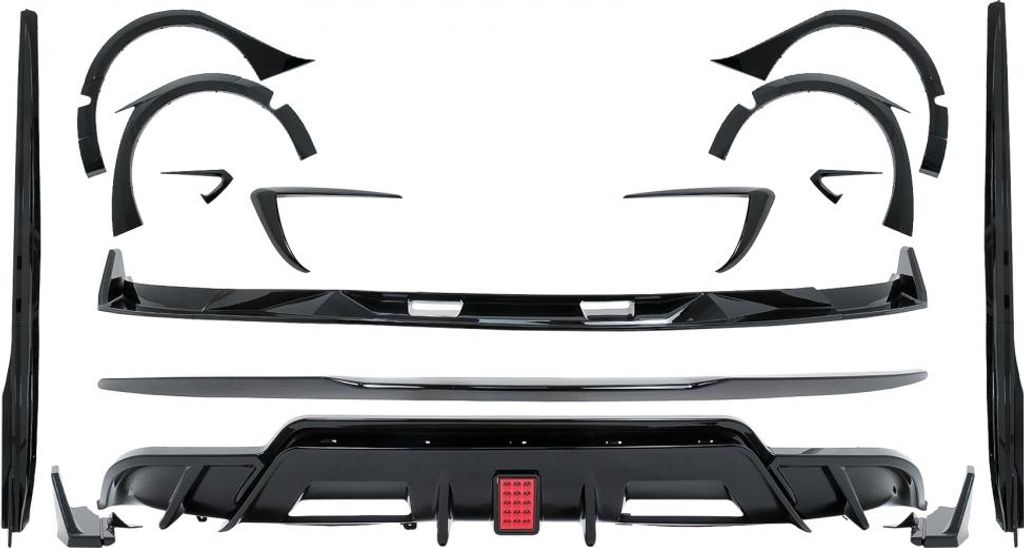 Aero Bodykit für Tesla Model 3 17-22 Stoßstangenlippe Luftverteiler Radkästen Schwarz.