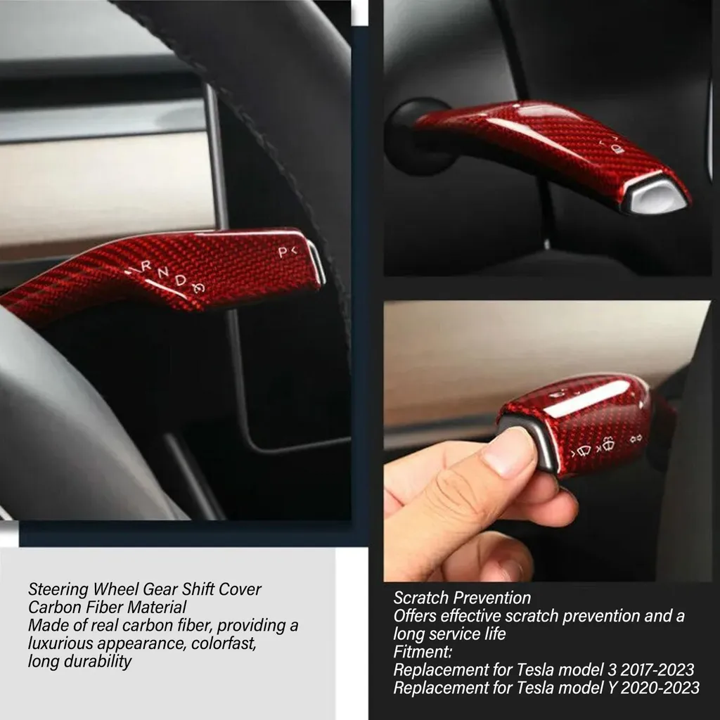 Kit Shifter Carbon Fiber Tesla Model 3 Y 3K Twill Rosso Racing