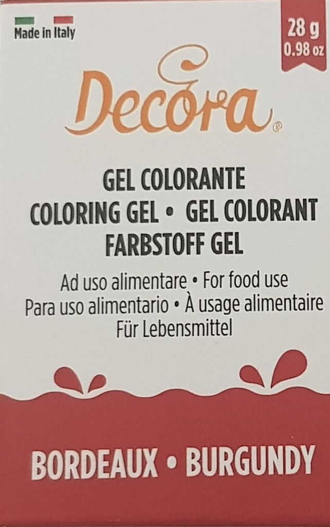 Hochkonzentrierte Lebensmittelfarbe in Gel-Form weinrot 28g für Teig und Creme
