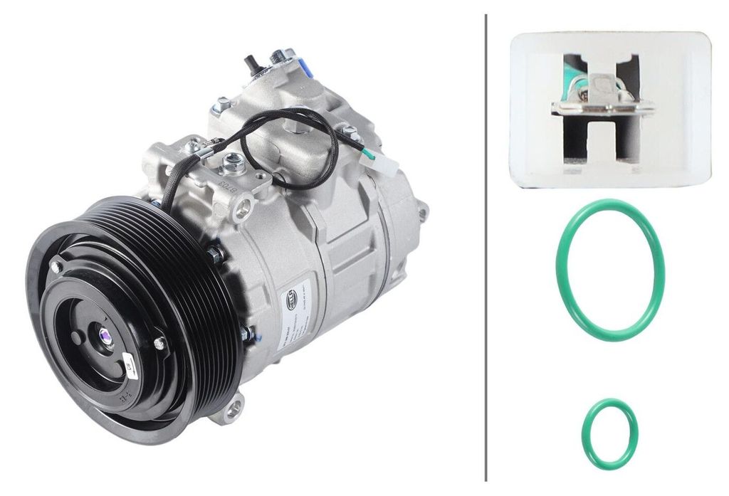 Klimakompressor 24 V Ø 130 mm HELLA Thermo-Expertise für u.a. MERCEDES-BENZ AXOR