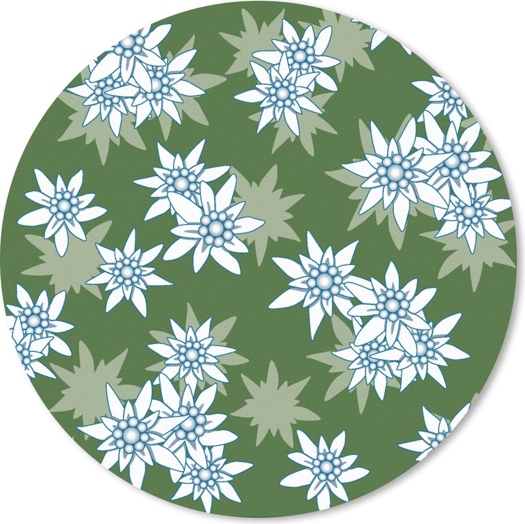 MuchoWow Mauspad Mousepad Edelweiss - Grün - Blumen - Muster 20x20 cm - Mousepads - Maus Mat - Pad - Mausunterlage - Schreibtischmatte