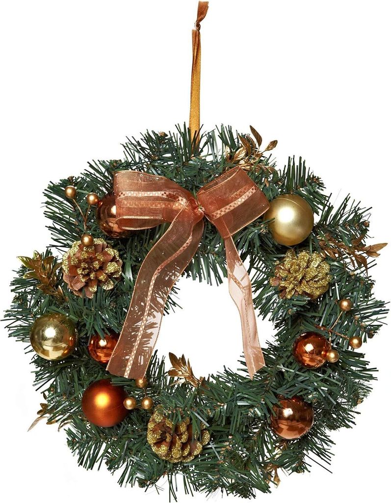 Couronne De Noël Pour Porte D'entrée – 50 X 50 Cm – Décoration Neuve