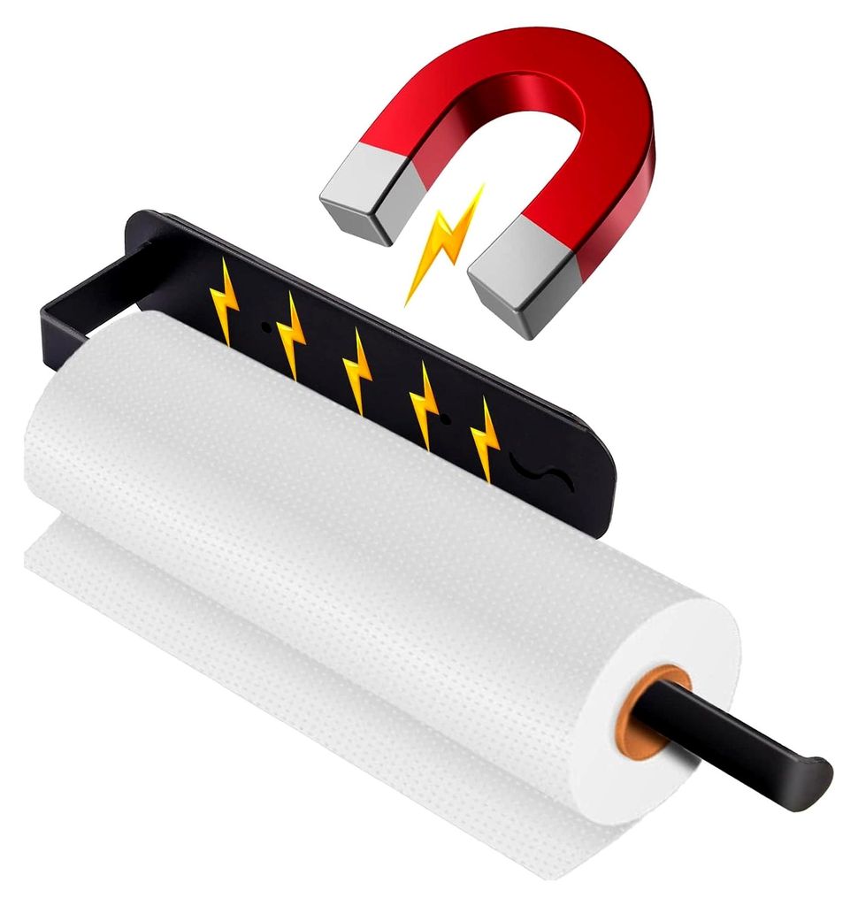 Küchenrollenhalter - Magnetischer Papierrollenhalter ohne Bohren, Schwarz, Edelstahl