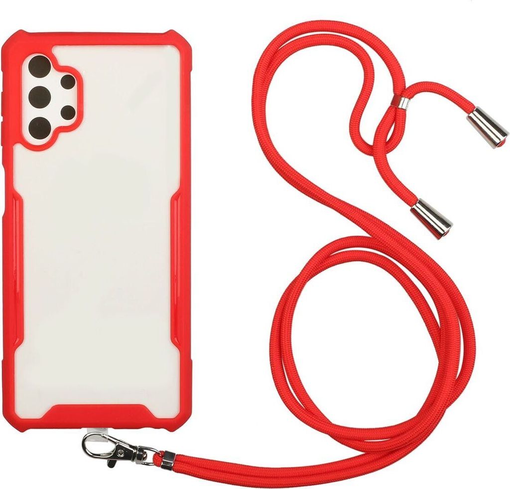 König Design Hülle kompatibel mit Samsung Galaxy A32 5G Kunststoff Handykette Cover - Case Handyhülle Rot