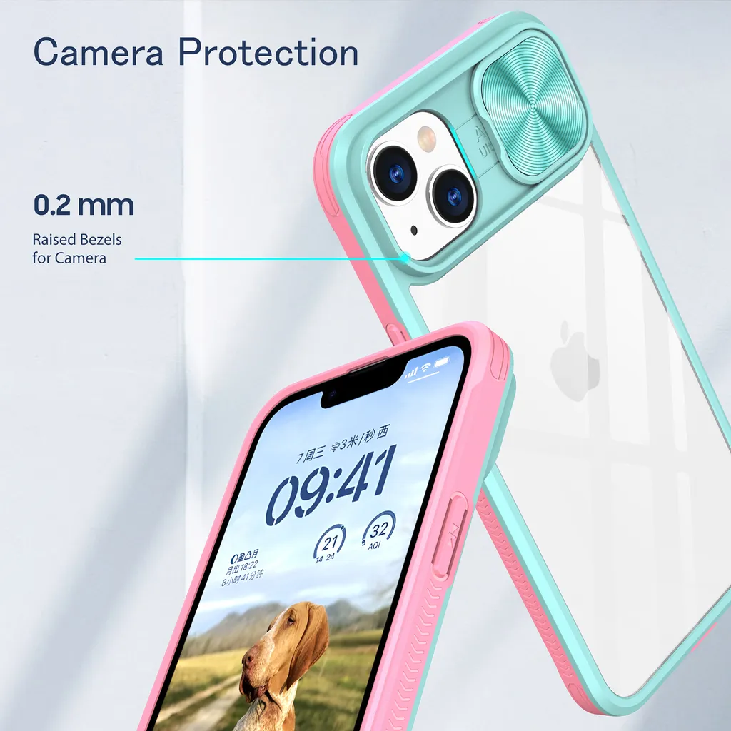 Cover Ibrida iPhone 14/13 con Slider Camera: Antiurto e Trasparente - 6